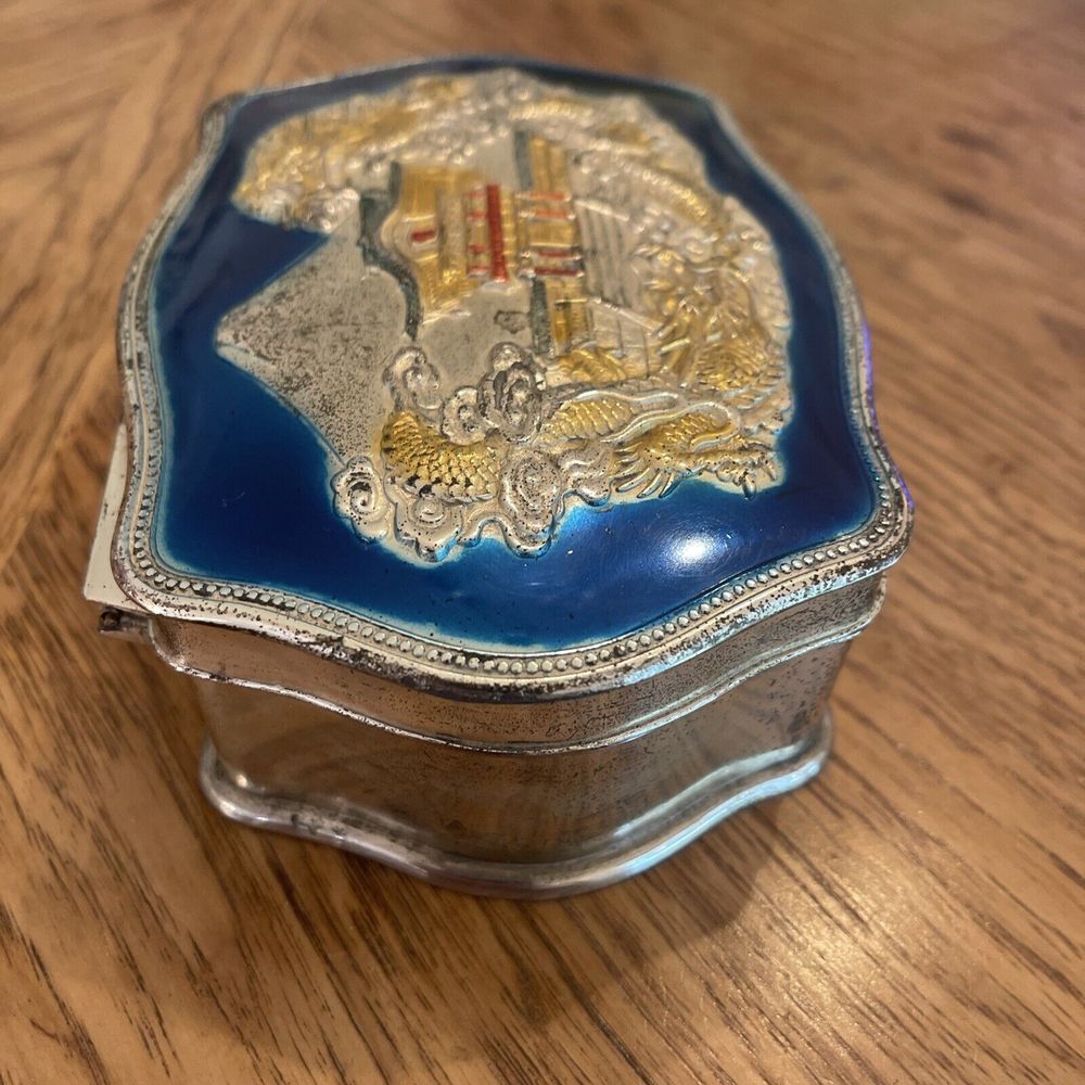 VINTAGE Metal JEWELRY BOX ( MADE IN OCCUPIED JAPAN ) Trinket Jewelry Casket - Picture 5 of 9